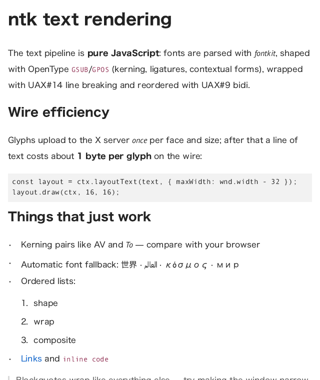 the markdown widget rendering examples/markdown.js